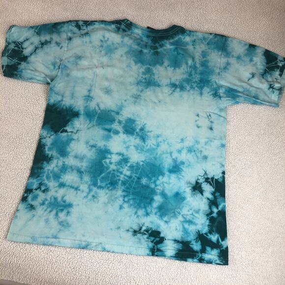 Obey reworked hand tie dyed teal ocean theme tshirt large - Picture 3 of 4